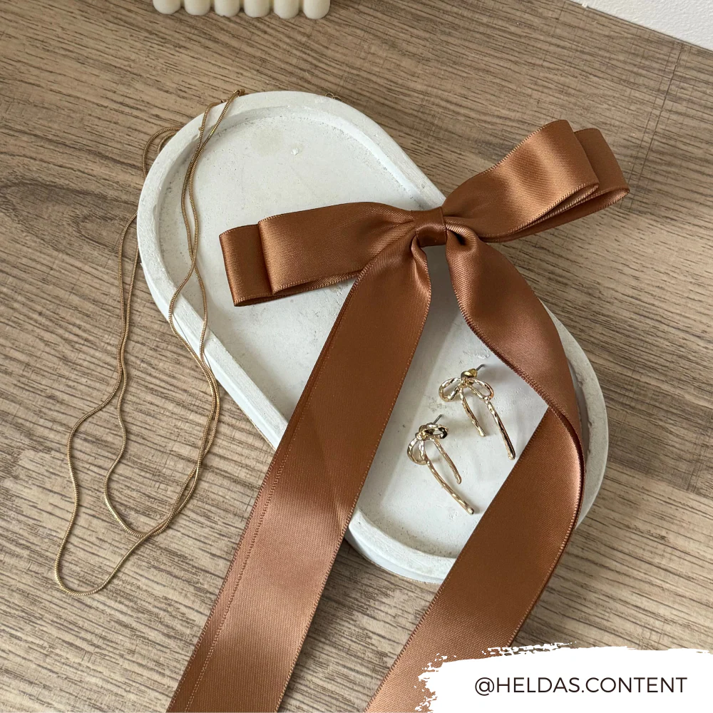 Ribbon Bow Clip - Brown - Image 3