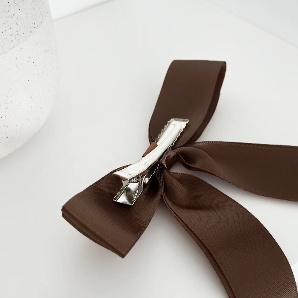 Ribbon Bow Clip - Chocolate - Image 3