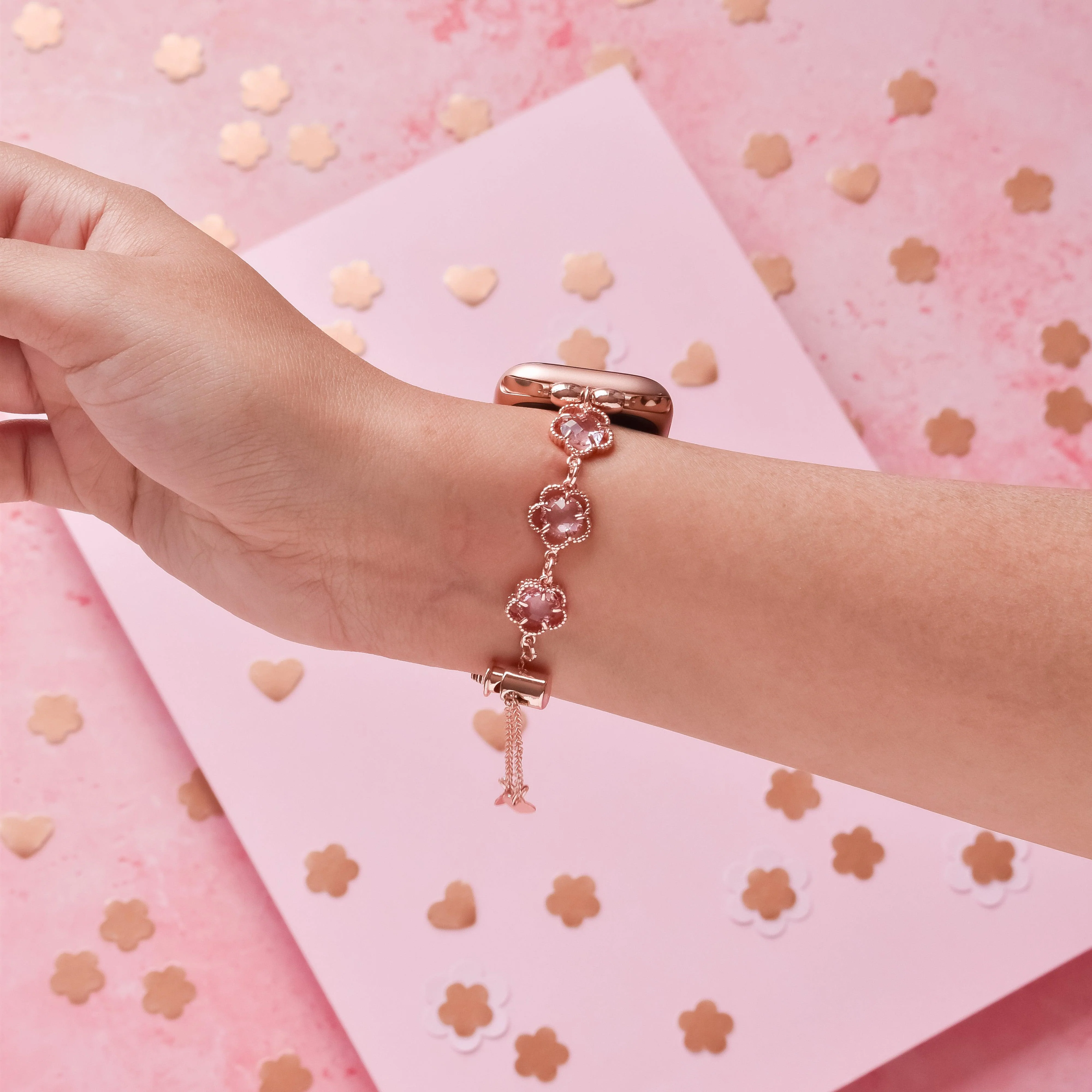 Rose Gold Flower Bracelet Apple Watch Strap - Image 3