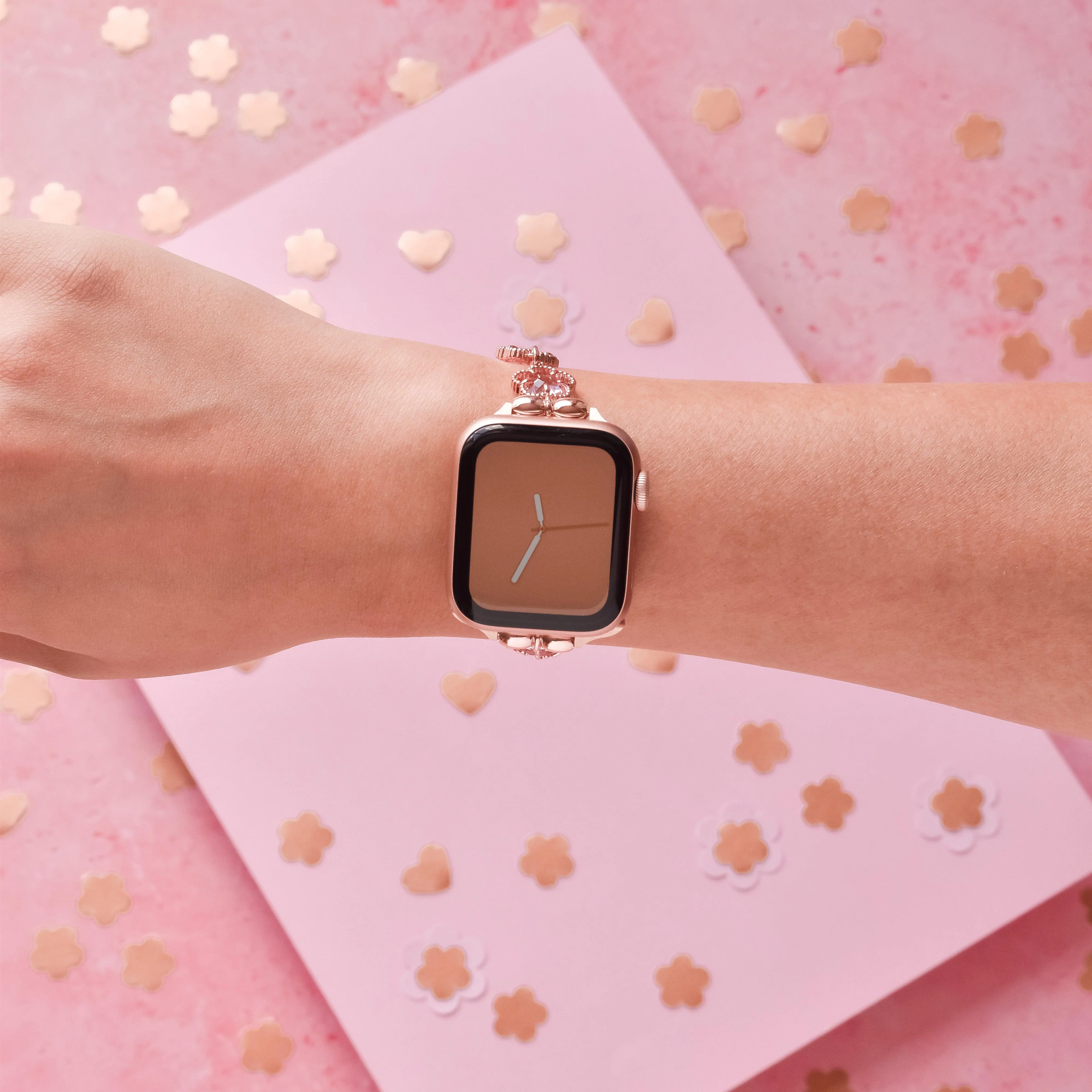 Rose Gold Flower Bracelet Apple Watch Strap - Image 4