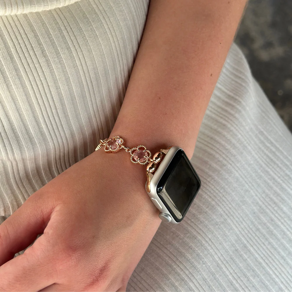 Rose Gold Flower Bracelet Apple Watch Strap - Image 8