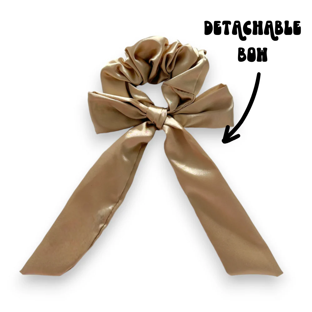 Satin Bow Scrunchie - Caramel Nude - Image 4