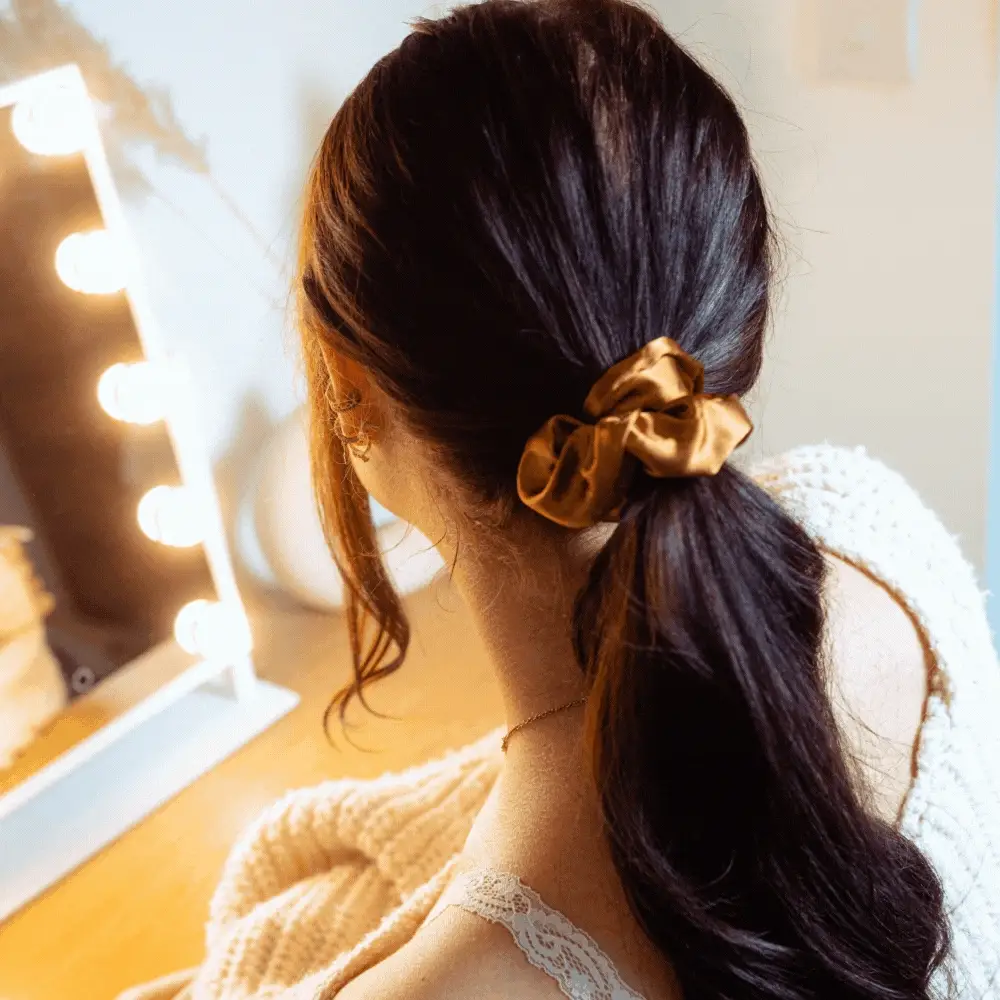 Satin Bow Scrunchie - Chocolate Brown - Image 4