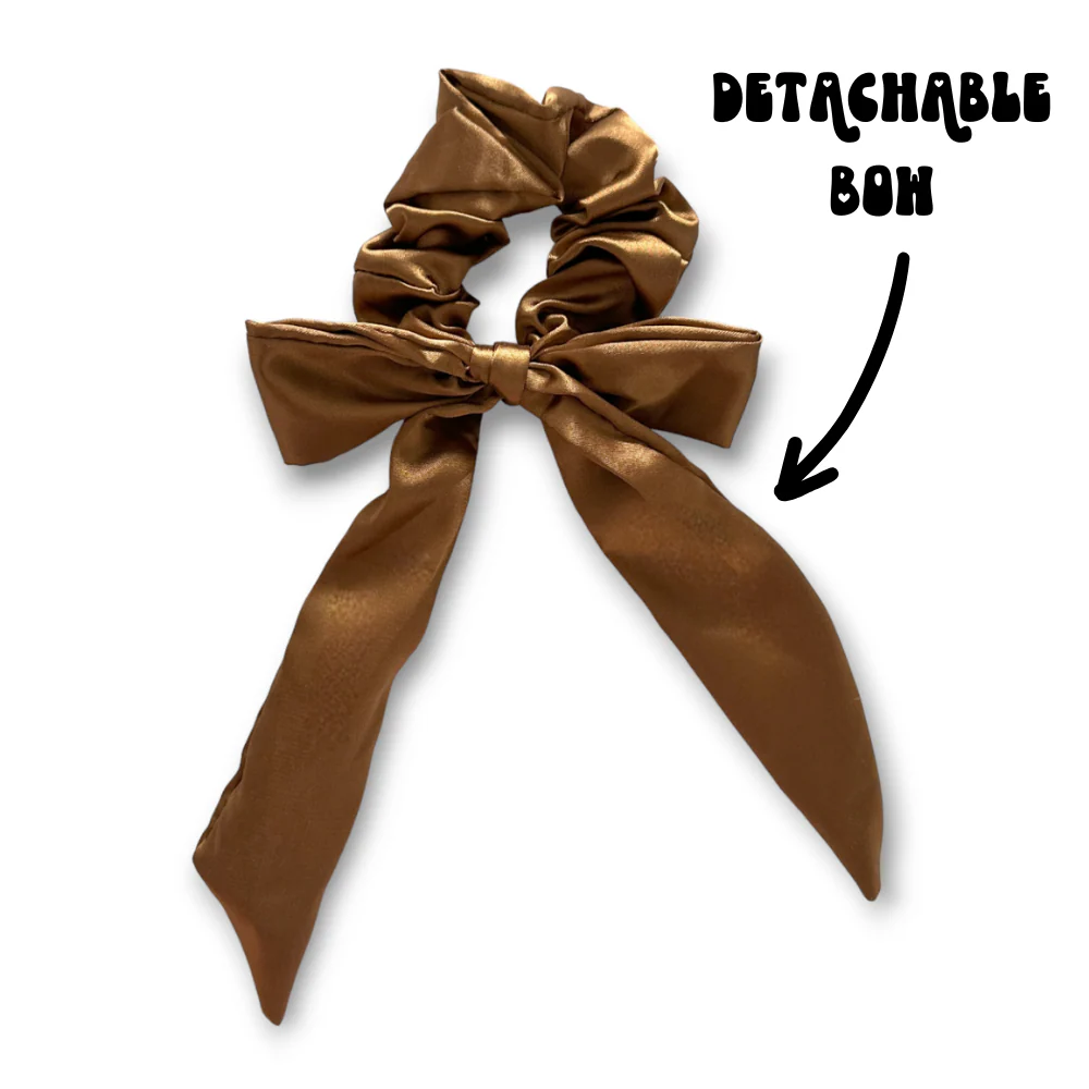 Satin Bow Scrunchie - Chocolate Brown - Image 5