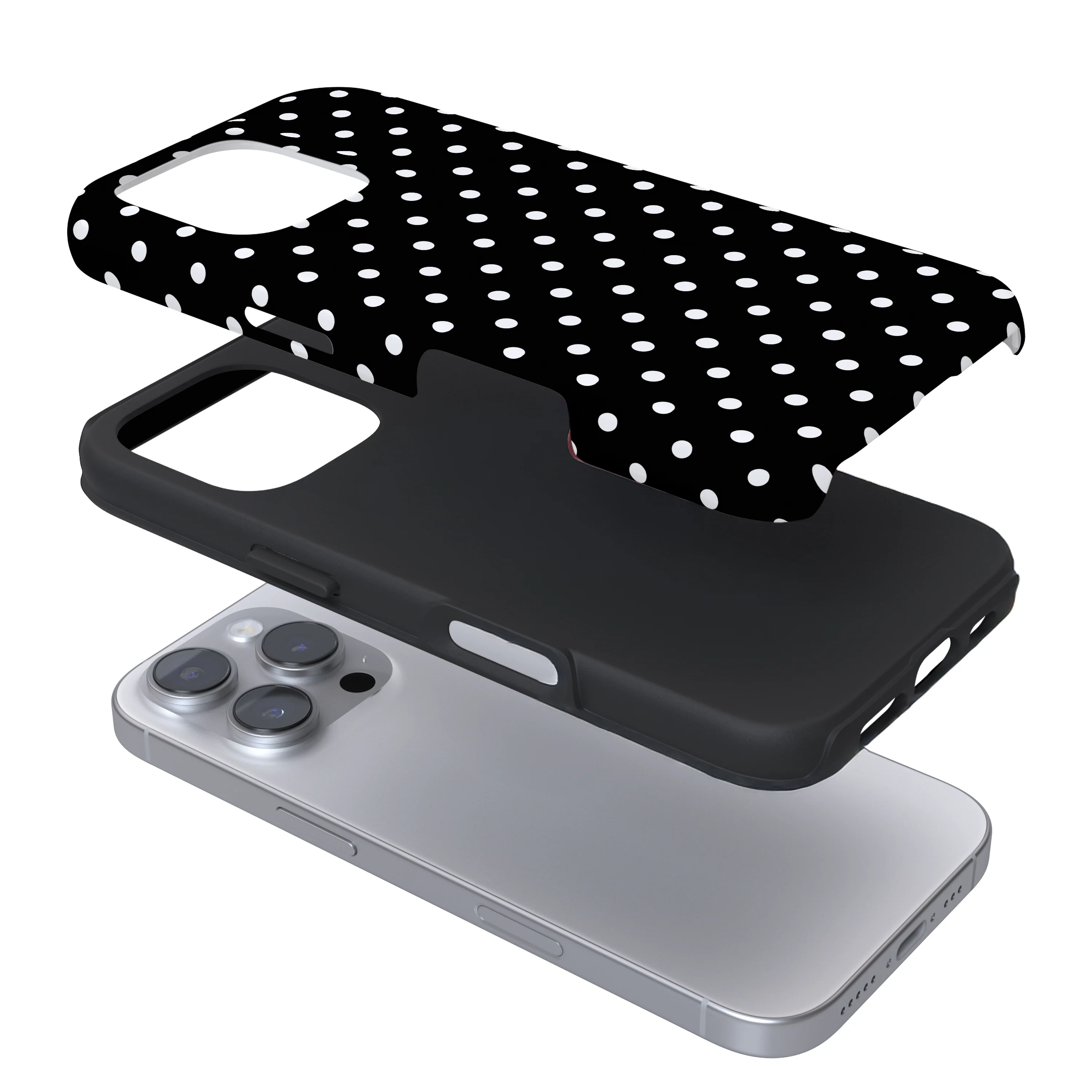 Tough Phone Case - Black Polka Dot - Image 3