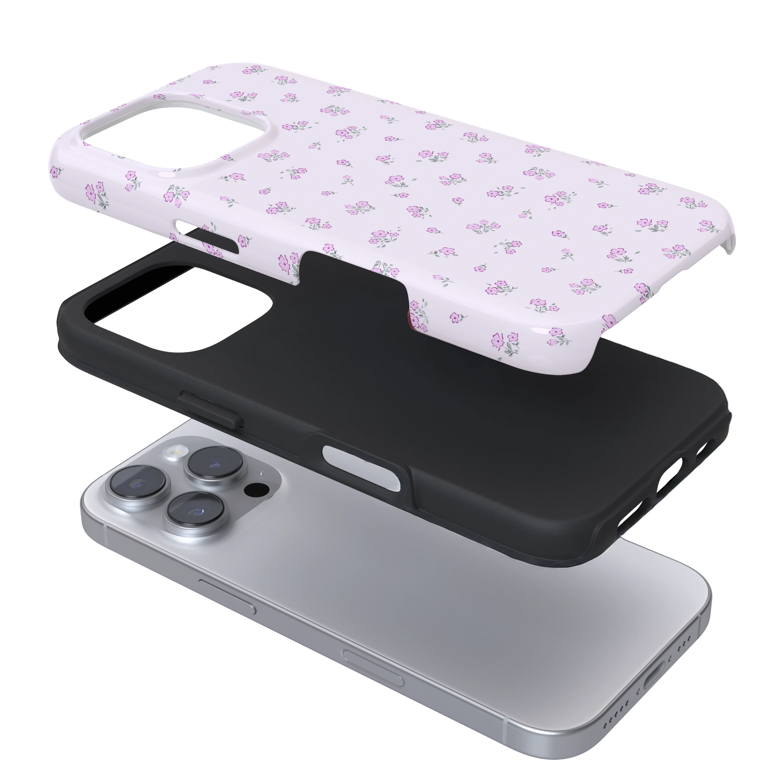 Tough Phone Case - Ditsy Floral Lilac - Image 3