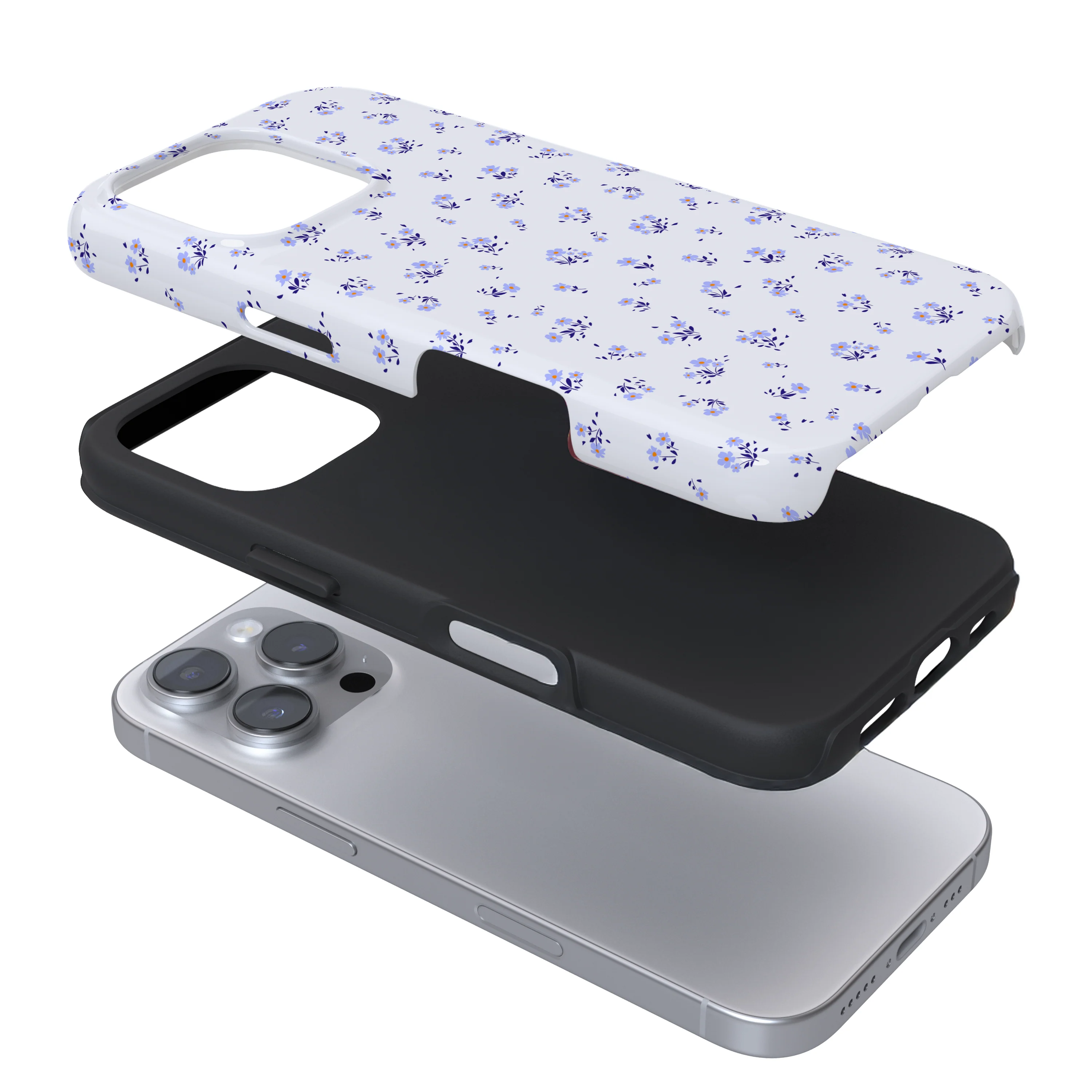 Tough Phone Case - Ditsy Floral Periwinkle - Image 3