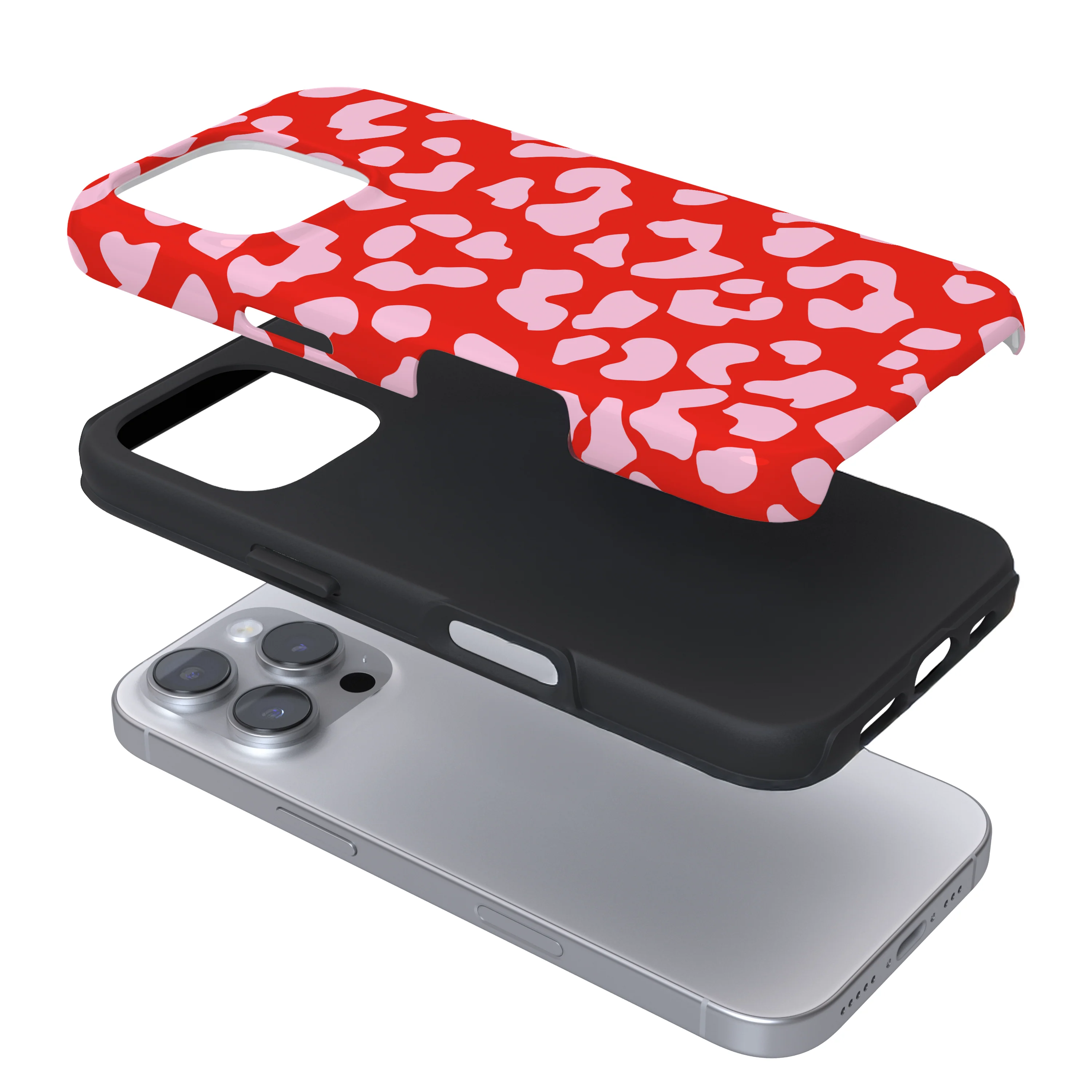 Tough Phone Case - Red & Pink Leopard - Image 3