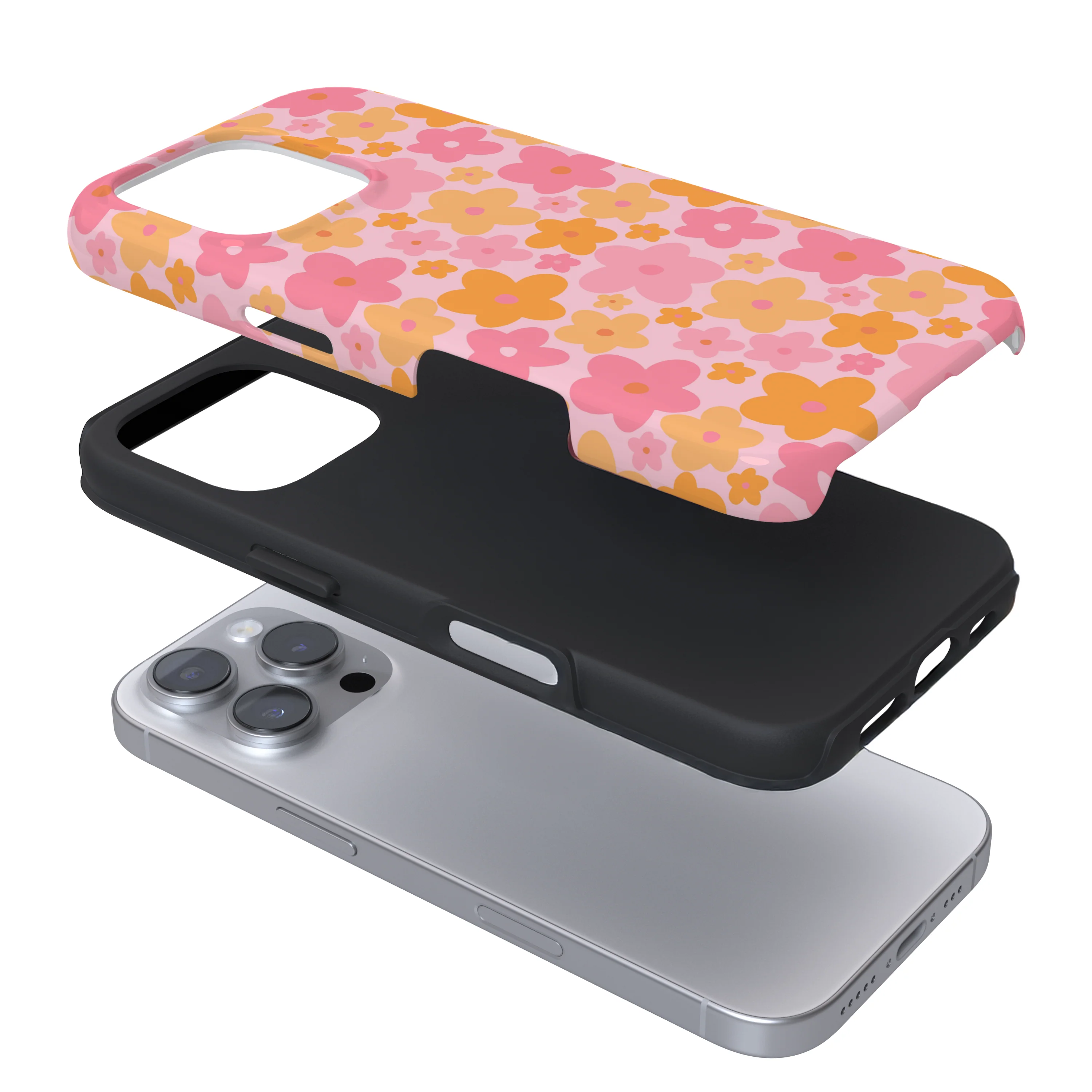 Tough Phone Case - Pink & Orange Bloom - Image 3