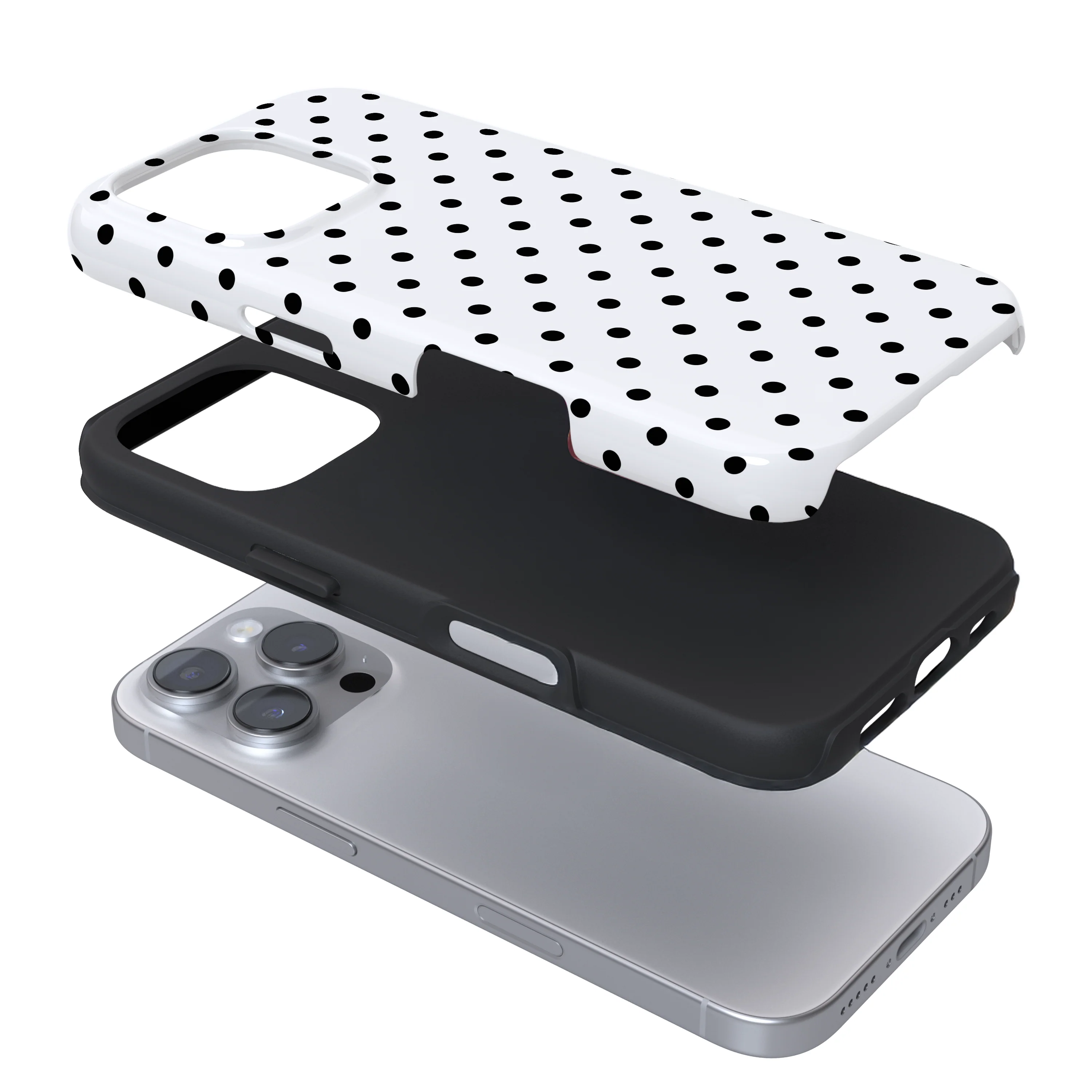 Tough Phone Case - White Polka Dot - Image 3