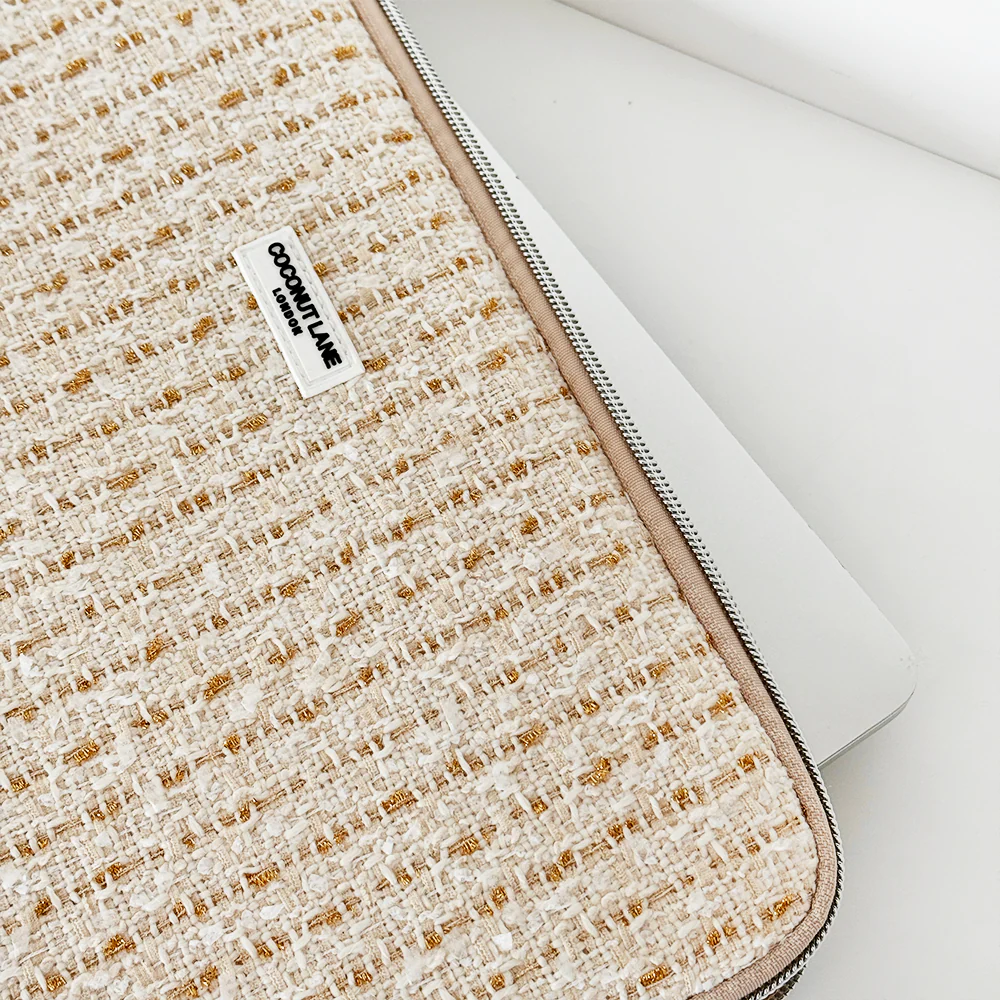 Vanilla Textured Tweed Laptop Sleeve - Image 3