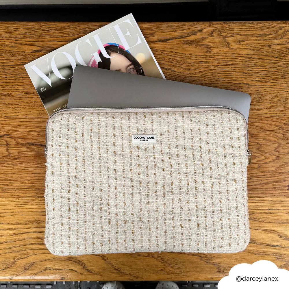 Vanilla Textured Tweed Laptop Sleeve - Image 5