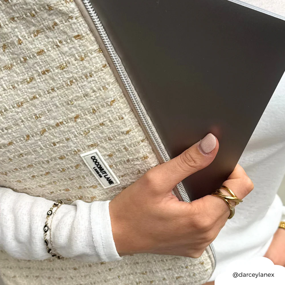 Vanilla Textured Tweed Laptop Sleeve - Image 6