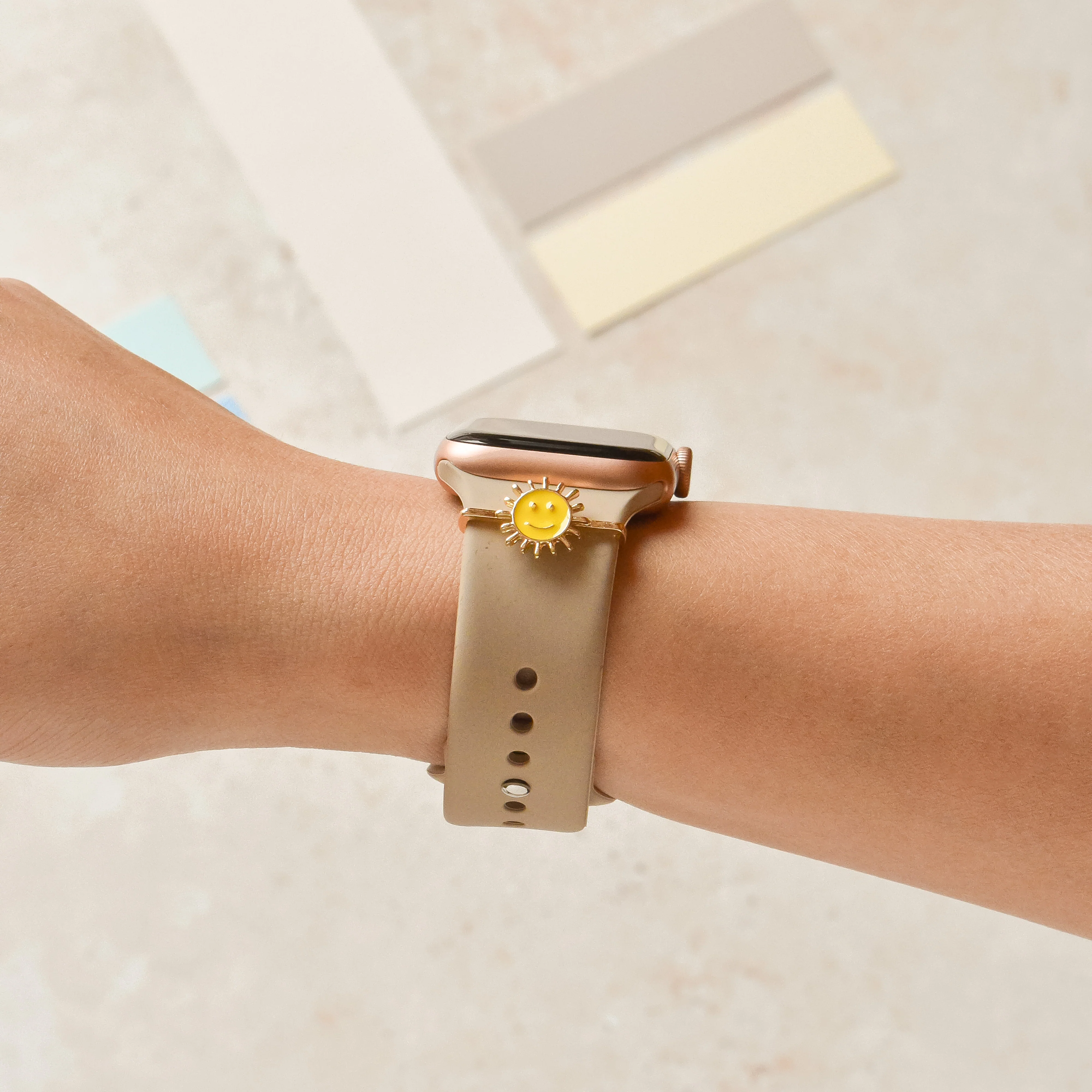 Watch Strap Charm Pack - Gold Smiley Sun - Image 3