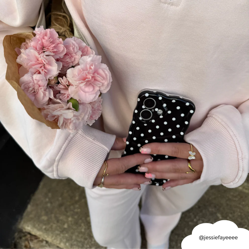 Wavy Phone Case - Black Polka Dot - Image 11