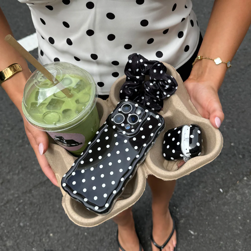 Wavy Phone Case - Black Polka Dot - Image 14
