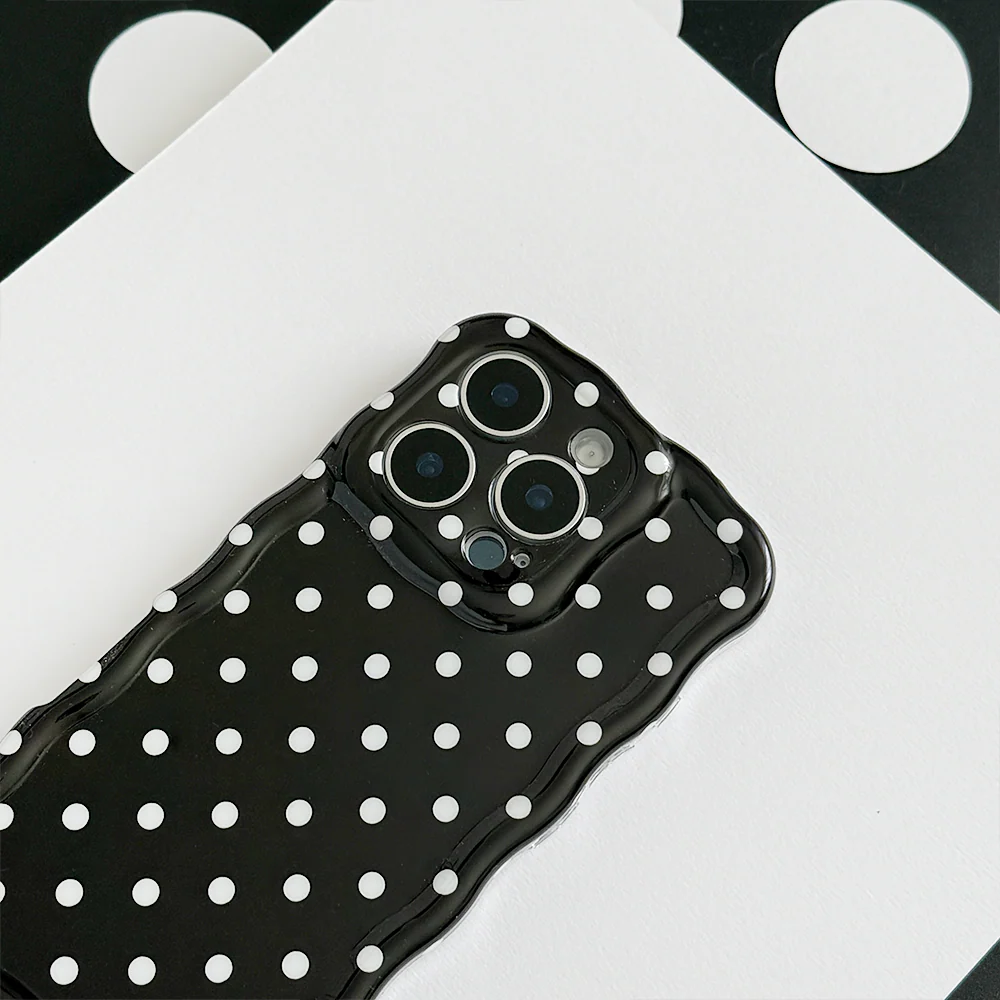 Wavy Phone Case - Black Polka Dot - Image 4