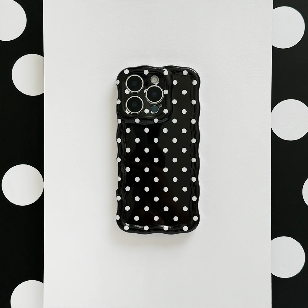 Wavy Phone Case - Black Polka Dot - Image 5