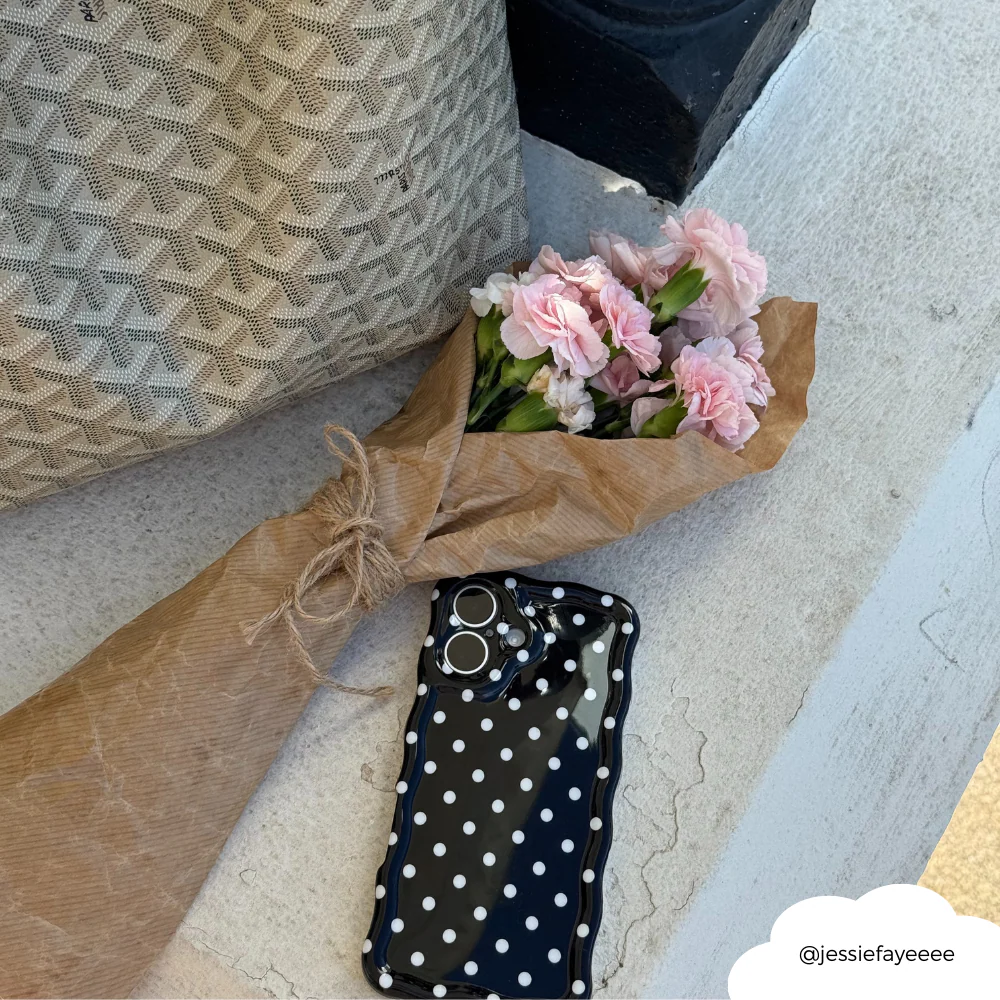 Wavy Phone Case - Black Polka Dot - Image 8