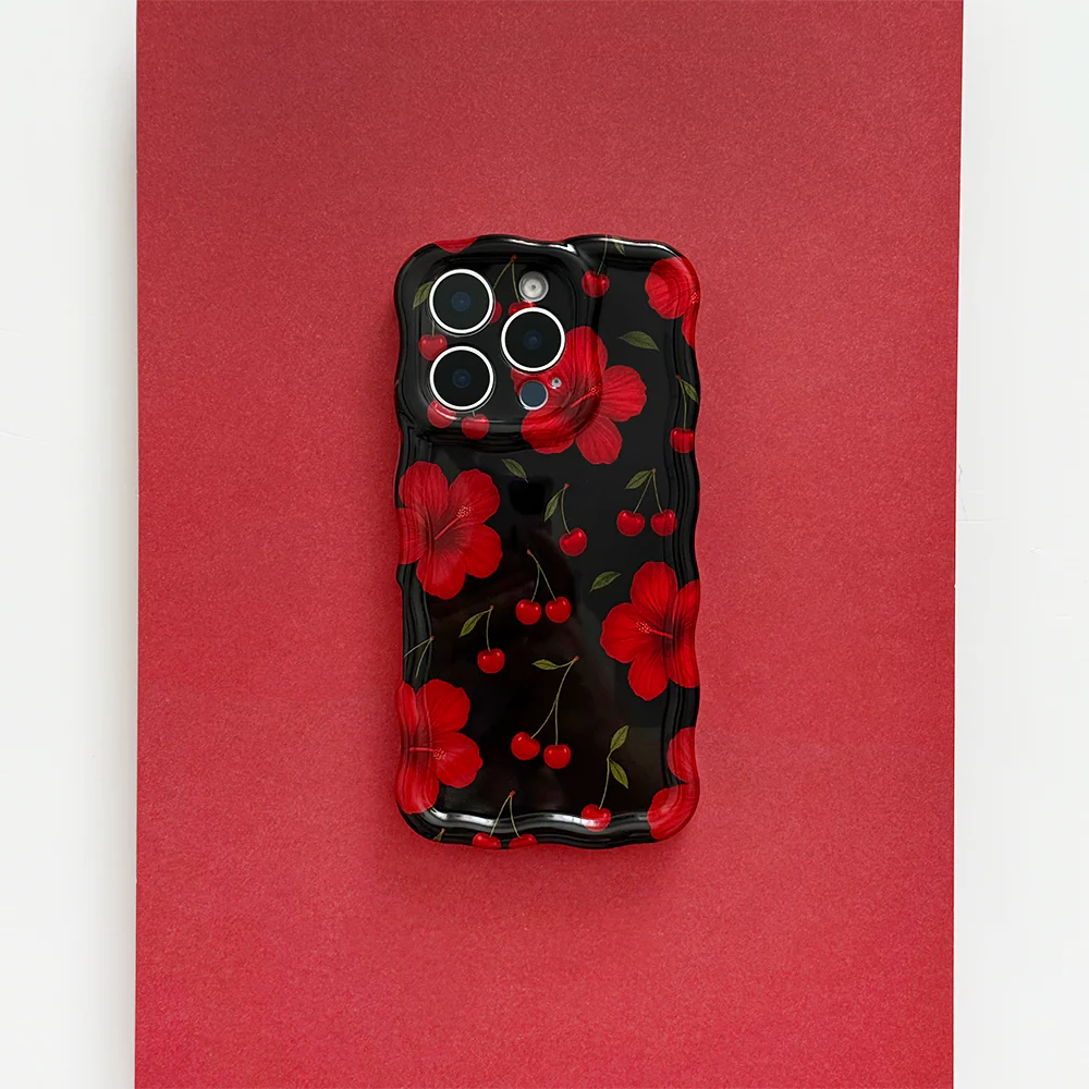 Wavy Phone Case - Cherry Hibiscus - Image 3