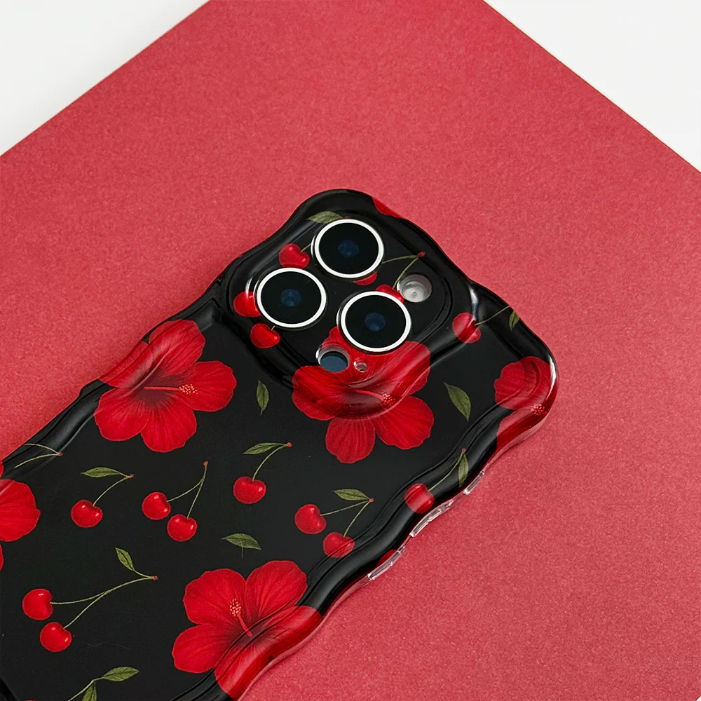 Wavy Phone Case - Cherry Hibiscus - Image 4