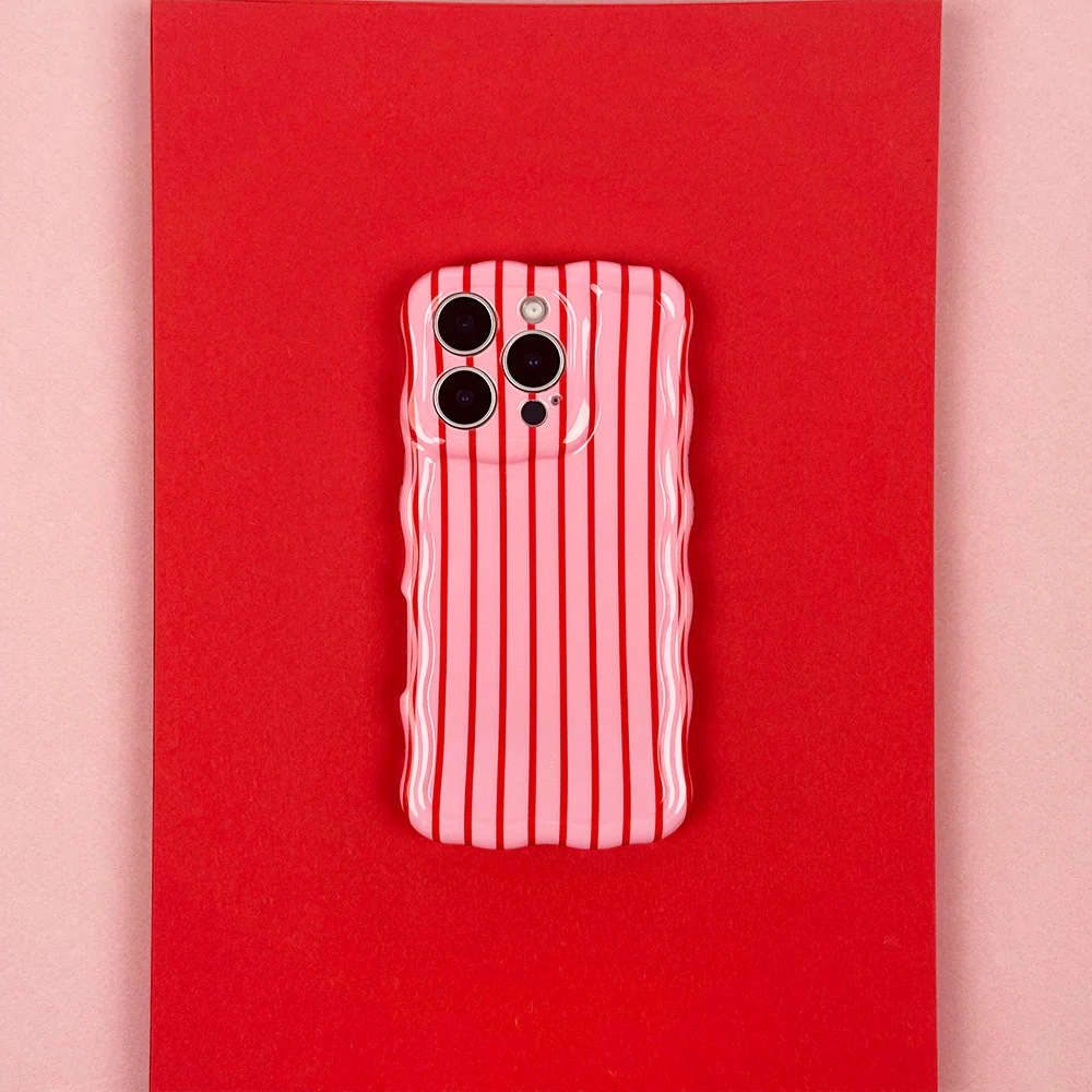 Wavy Phone Case - Cherry Stripes - Image 3