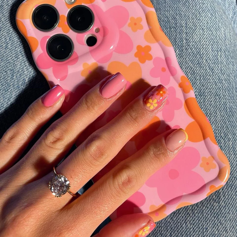 Wavy Phone Case - Pink & Orange Bloom - Image 10