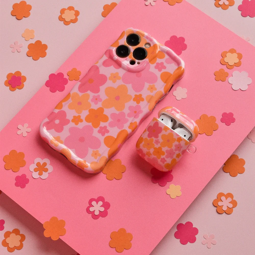 Wavy Phone Case - Pink & Orange Bloom - Image 3
