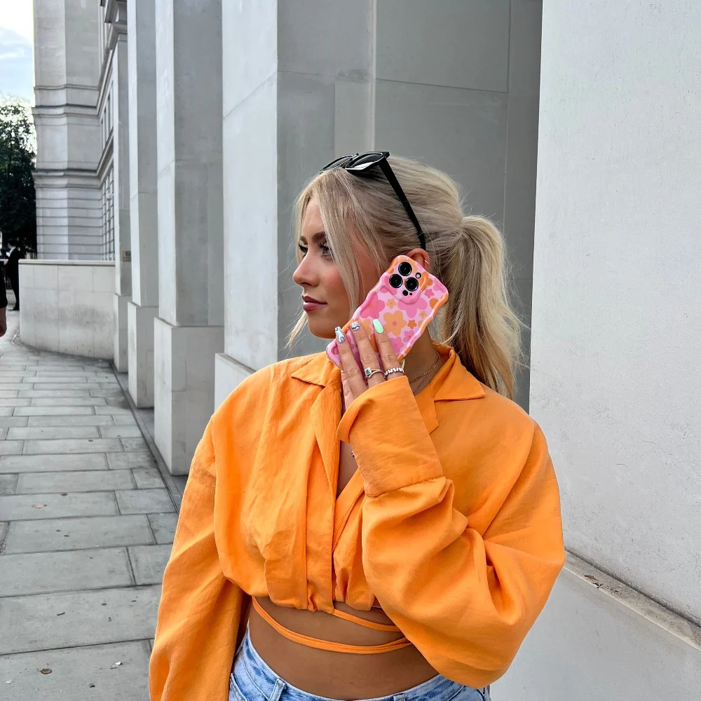 Wavy Phone Case - Pink & Orange Bloom - Image 5