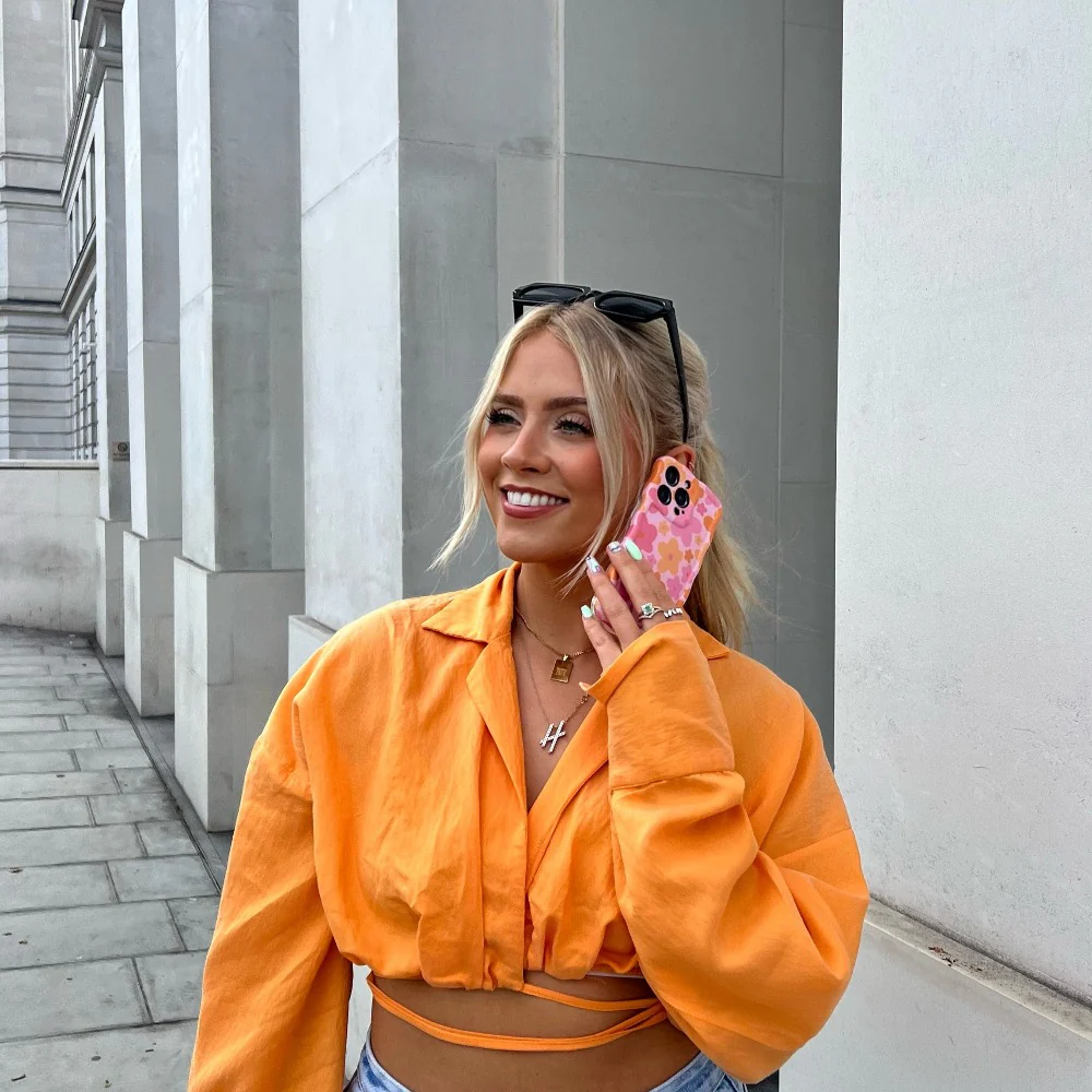 Wavy Phone Case - Pink & Orange Bloom - Image 7