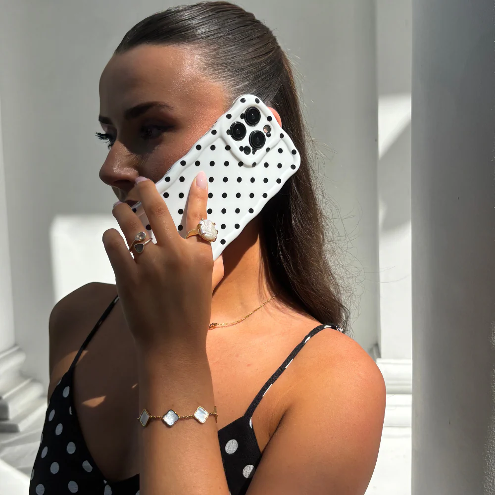 Wavy Phone Case - White Polka Dot - Image 10