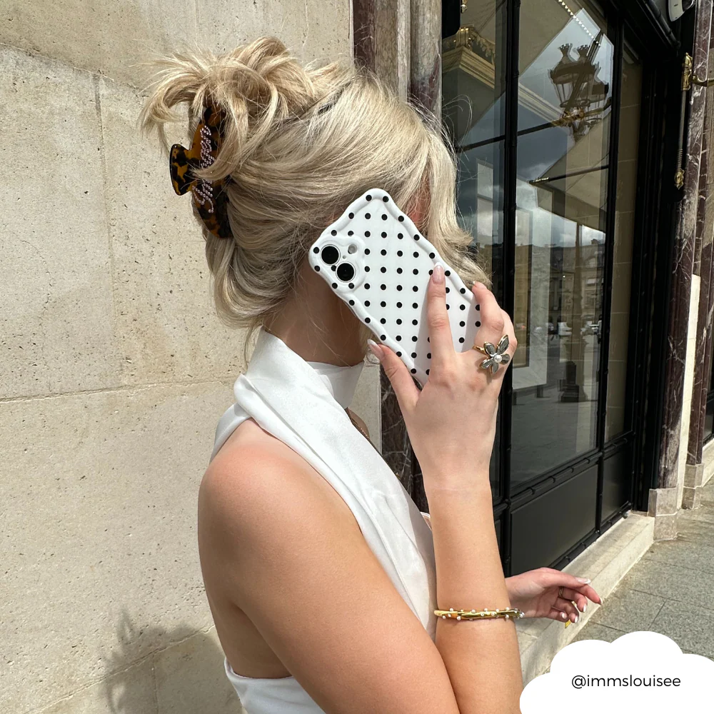 Wavy Phone Case - White Polka Dot - Image 12
