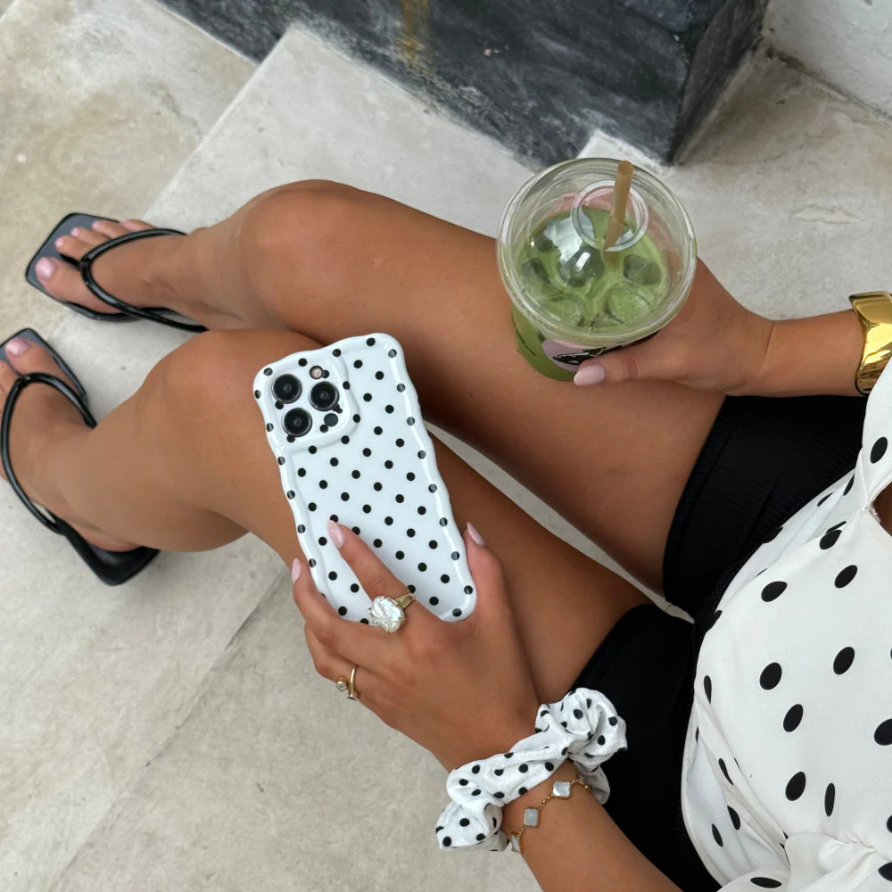 Wavy Phone Case - White Polka Dot - Image 13