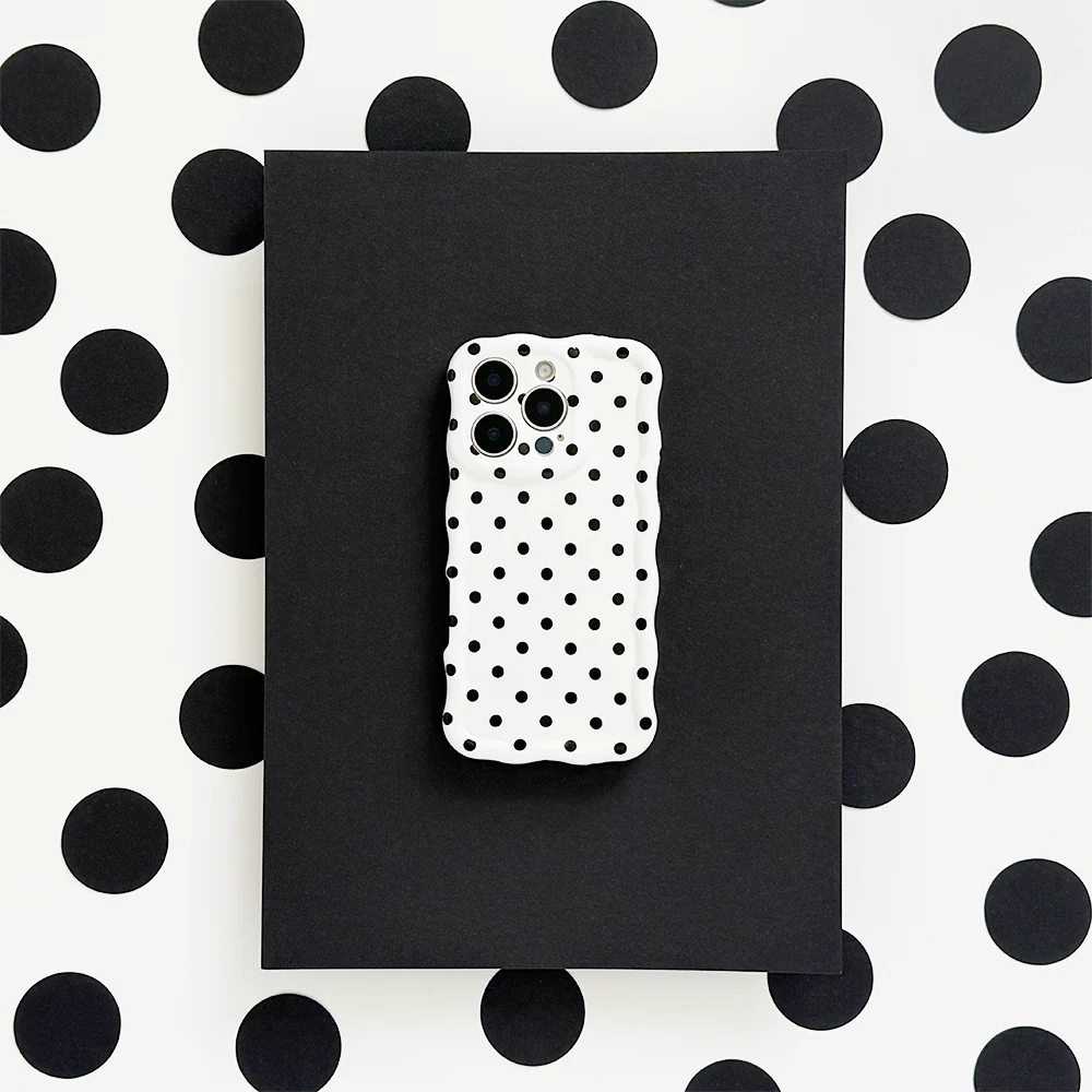 Wavy Phone Case - White Polka Dot - Image 3