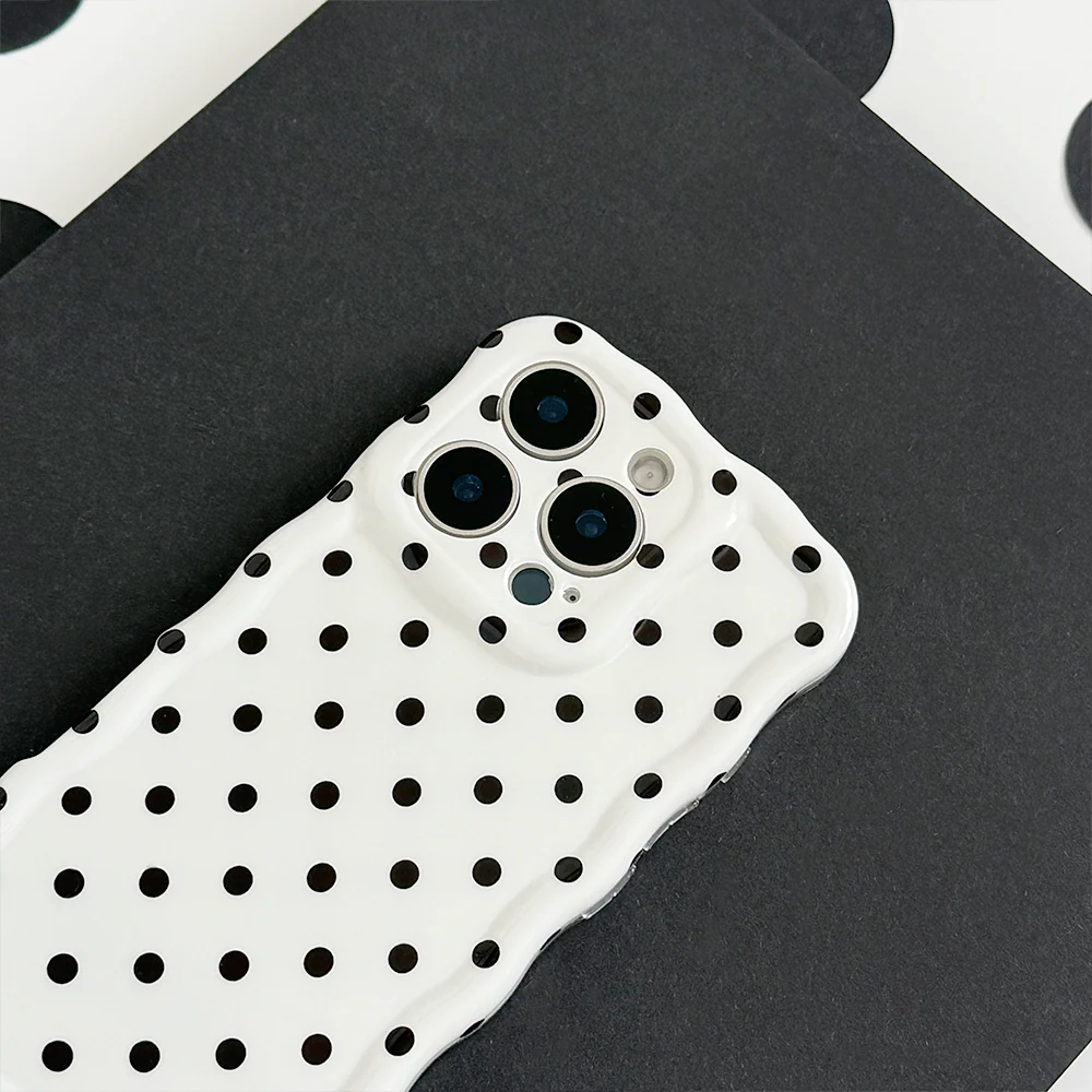 Wavy Phone Case - White Polka Dot - Image 4