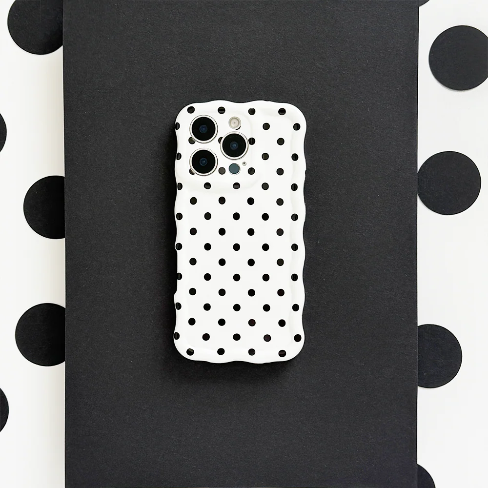 Wavy Phone Case - White Polka Dot - Image 5