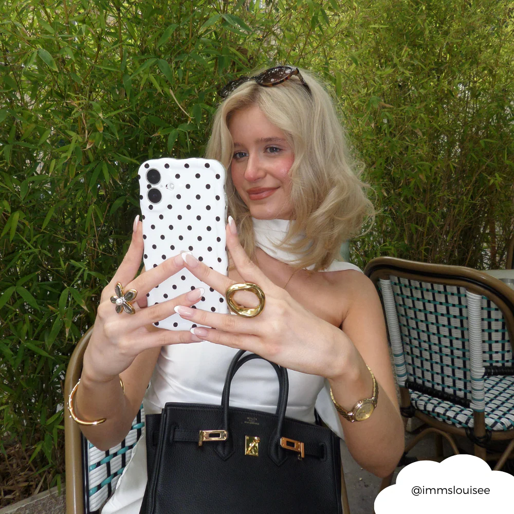 Wavy Phone Case - White Polka Dot - Image 6
