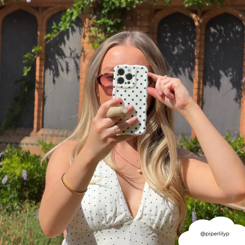 Wavy Phone Case - White Polka Dot - Image 7