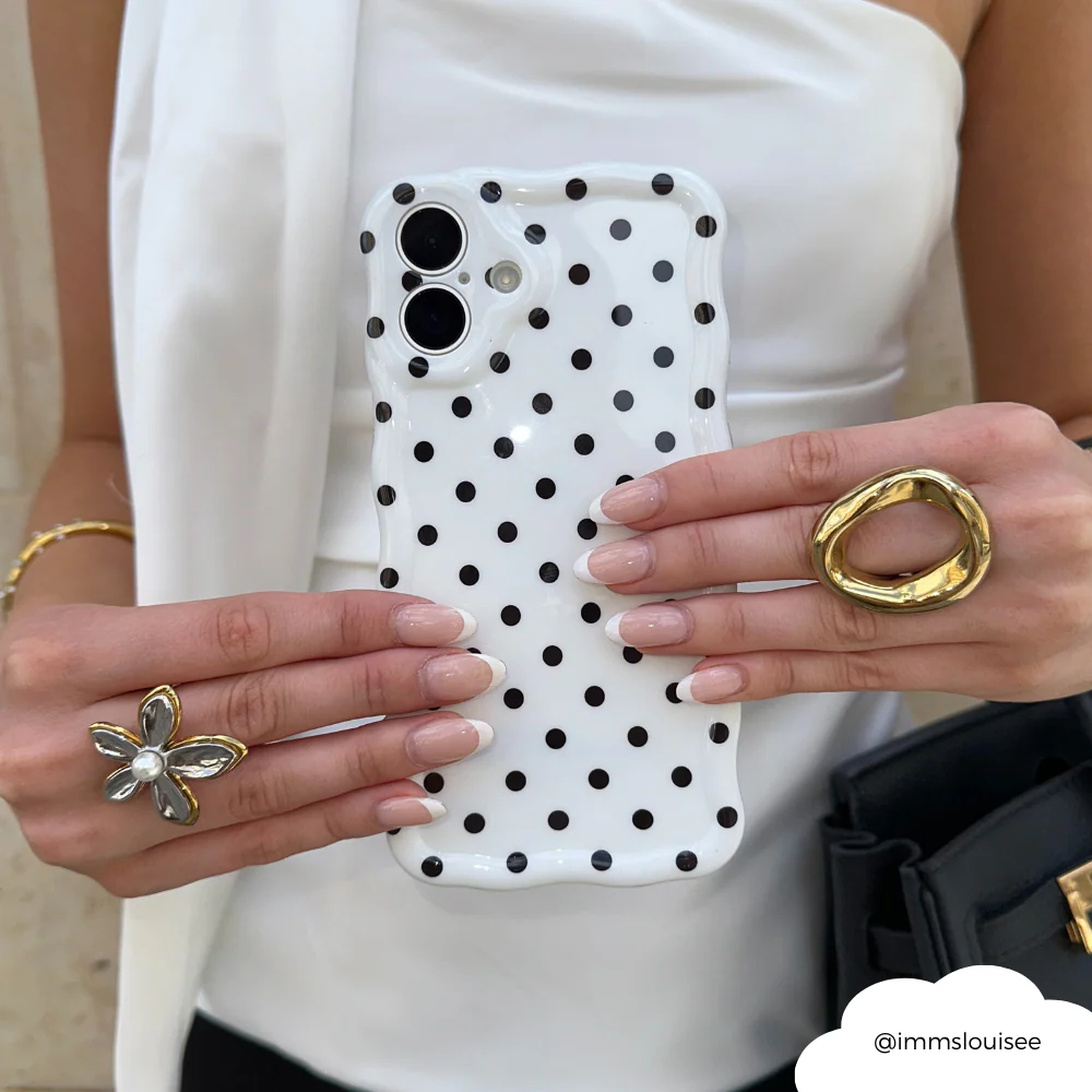 Wavy Phone Case - White Polka Dot - Image 8