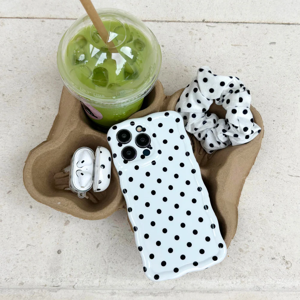 Wavy Phone Case - White Polka Dot - Image 9