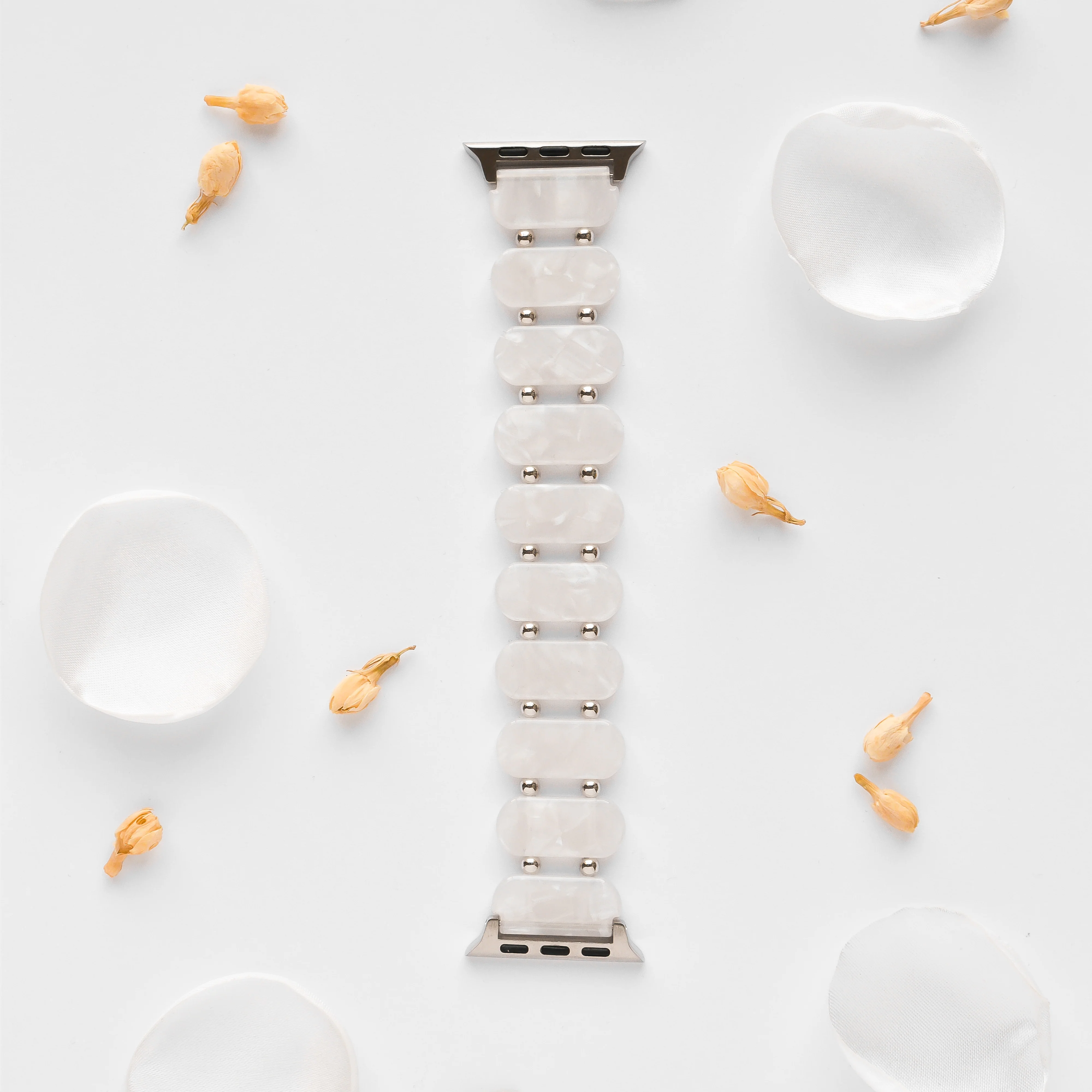 White Pearl Beaded Apple Watch Strap - Image 5