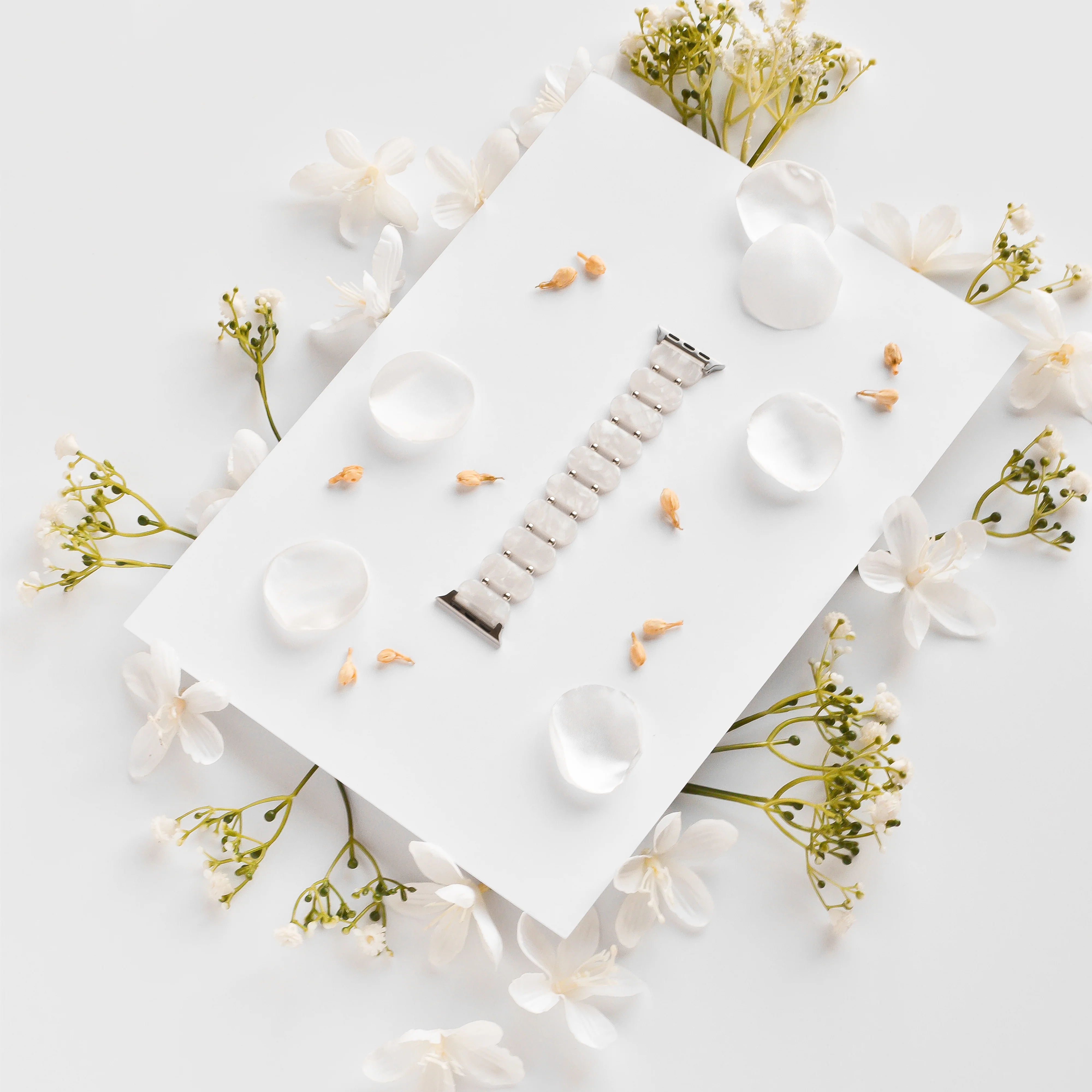 White Pearl Beaded Apple Watch Strap - Image 6